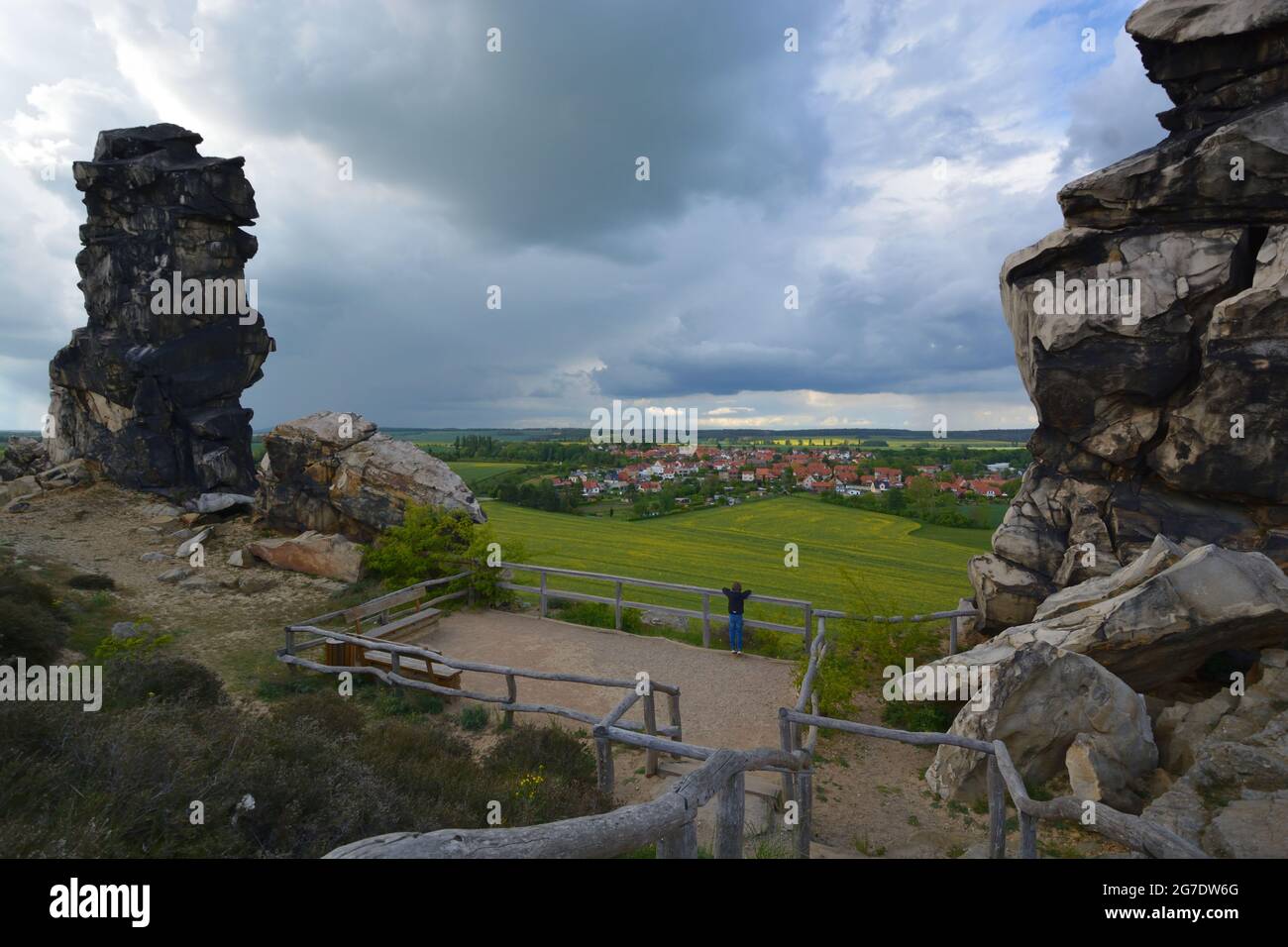 enormi formazioni di pietra chiamate develsbridge nel centro della germania, harz national park Foto Stock