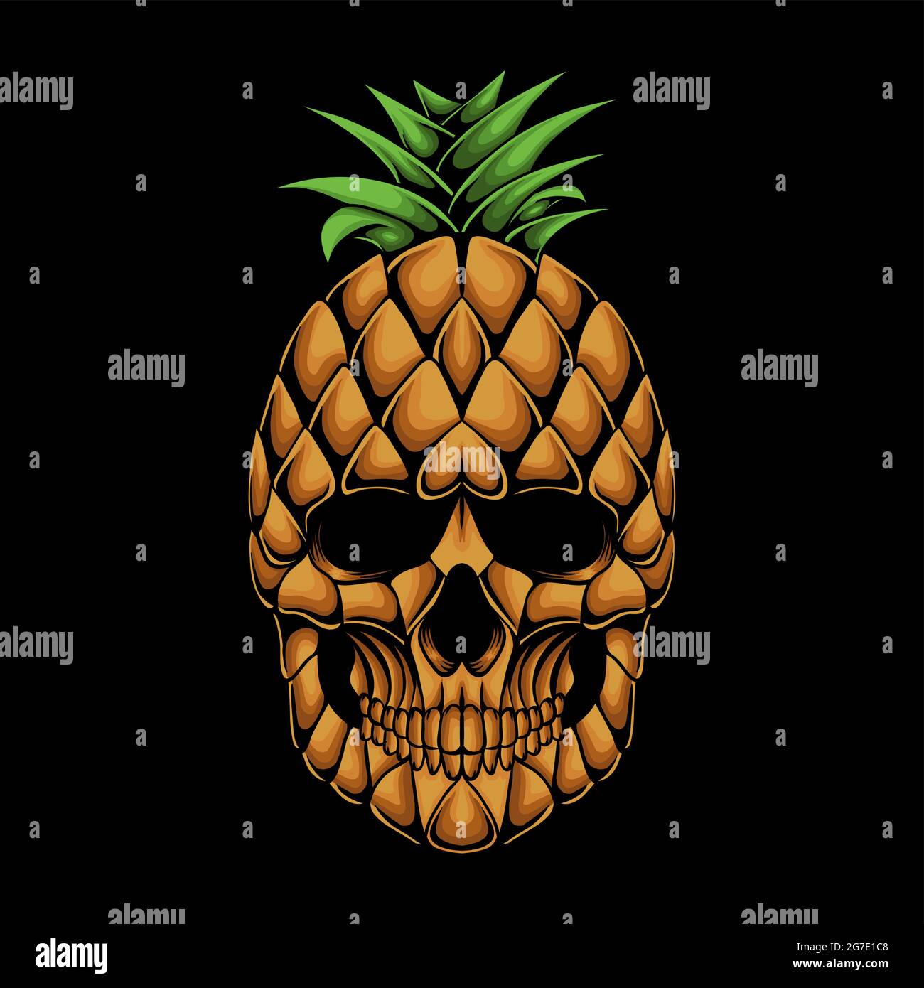 Illustrazione vettoriale della testa cranica di ananas Illustrazione Vettoriale