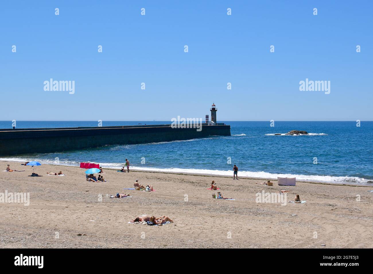 spiaggia, Oceano Atlantico, Foz do Douro, Porto, Portogallo, Europa Foto Stock