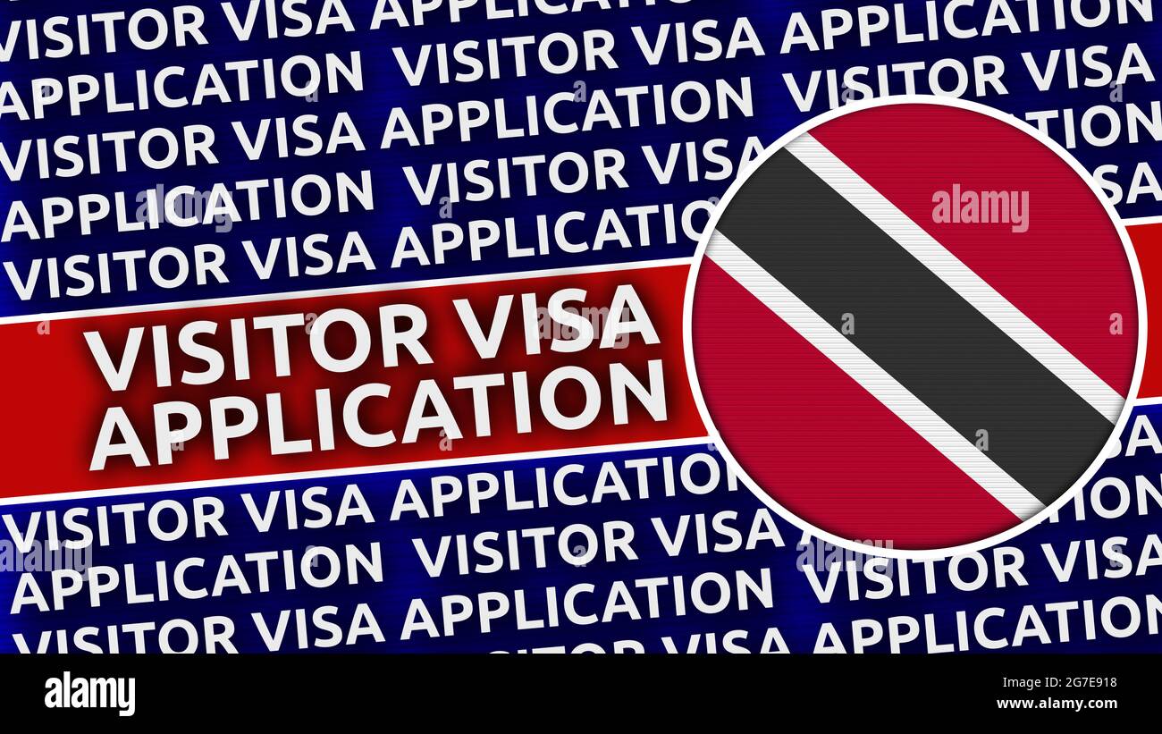 Trinidad e Tobago Bandiera circolare con Visitor Visa Application Titles - Illustrazione 3D Foto Stock