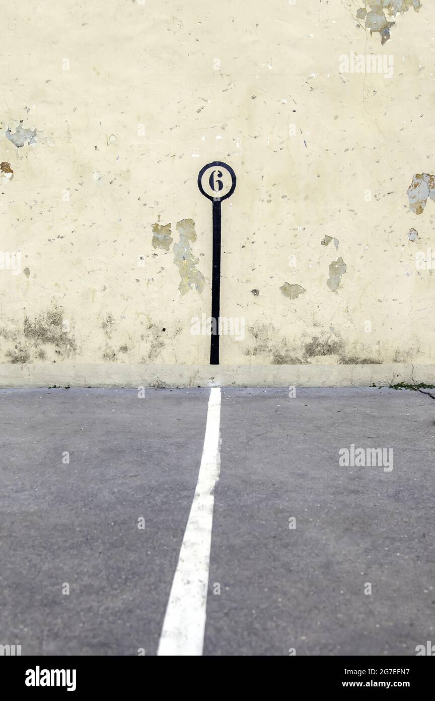 Dettaglio di campo da giocare a palla, sport spagnolo Foto Stock