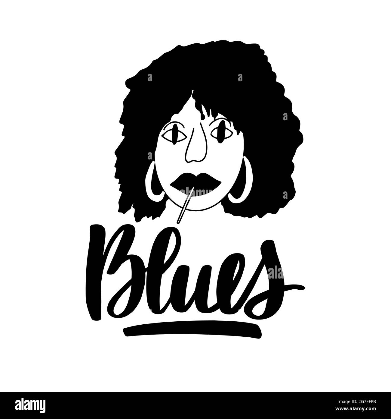 Blues - poster tipografico disegnato a mano. Concettuale scritto a mano Illustrazione Vettoriale
