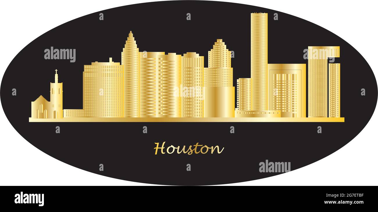 skyline di houston con punto di riferimento in america Illustrazione Vettoriale