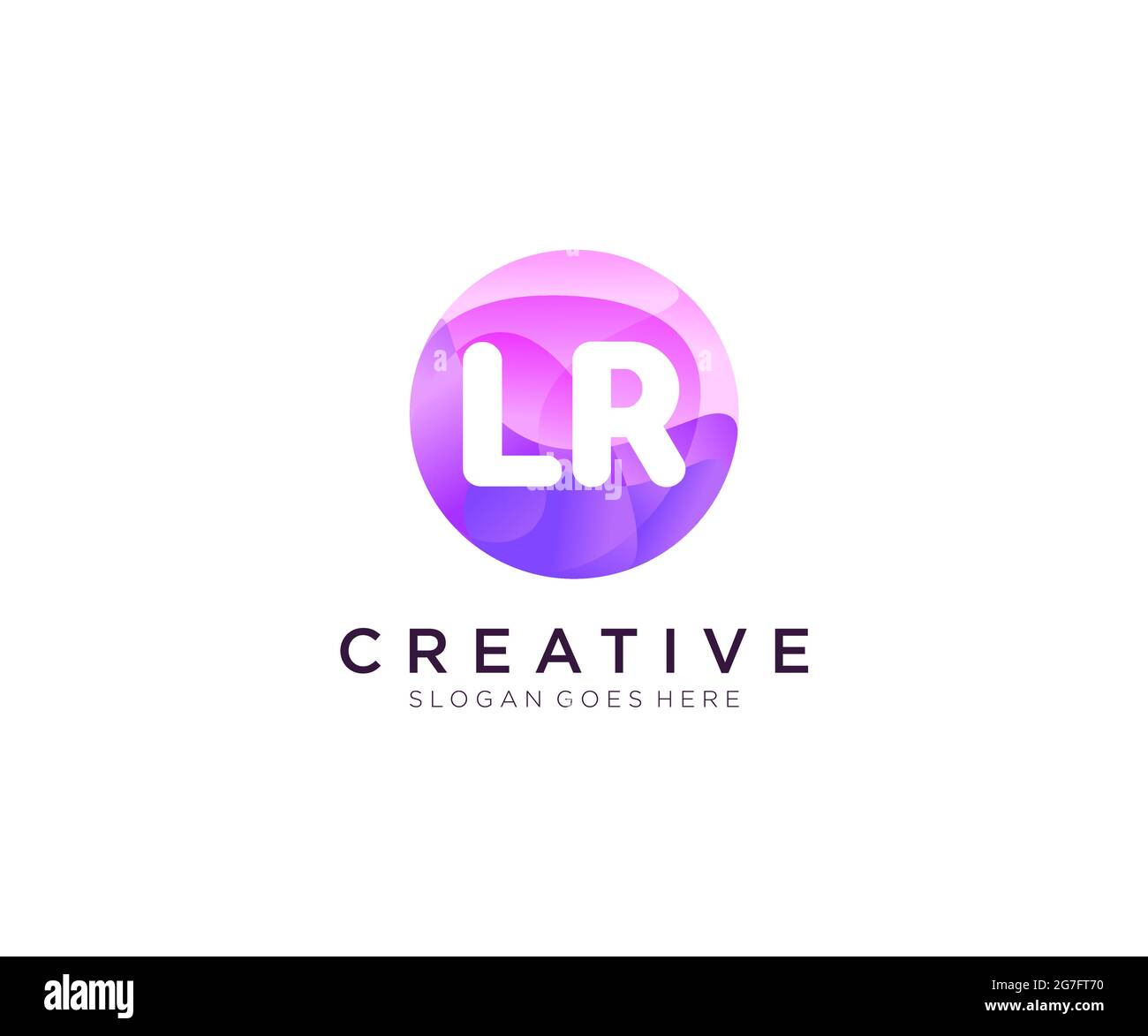 Logo iniziale LR con modello cerchio colorato Illustrazione Vettoriale
