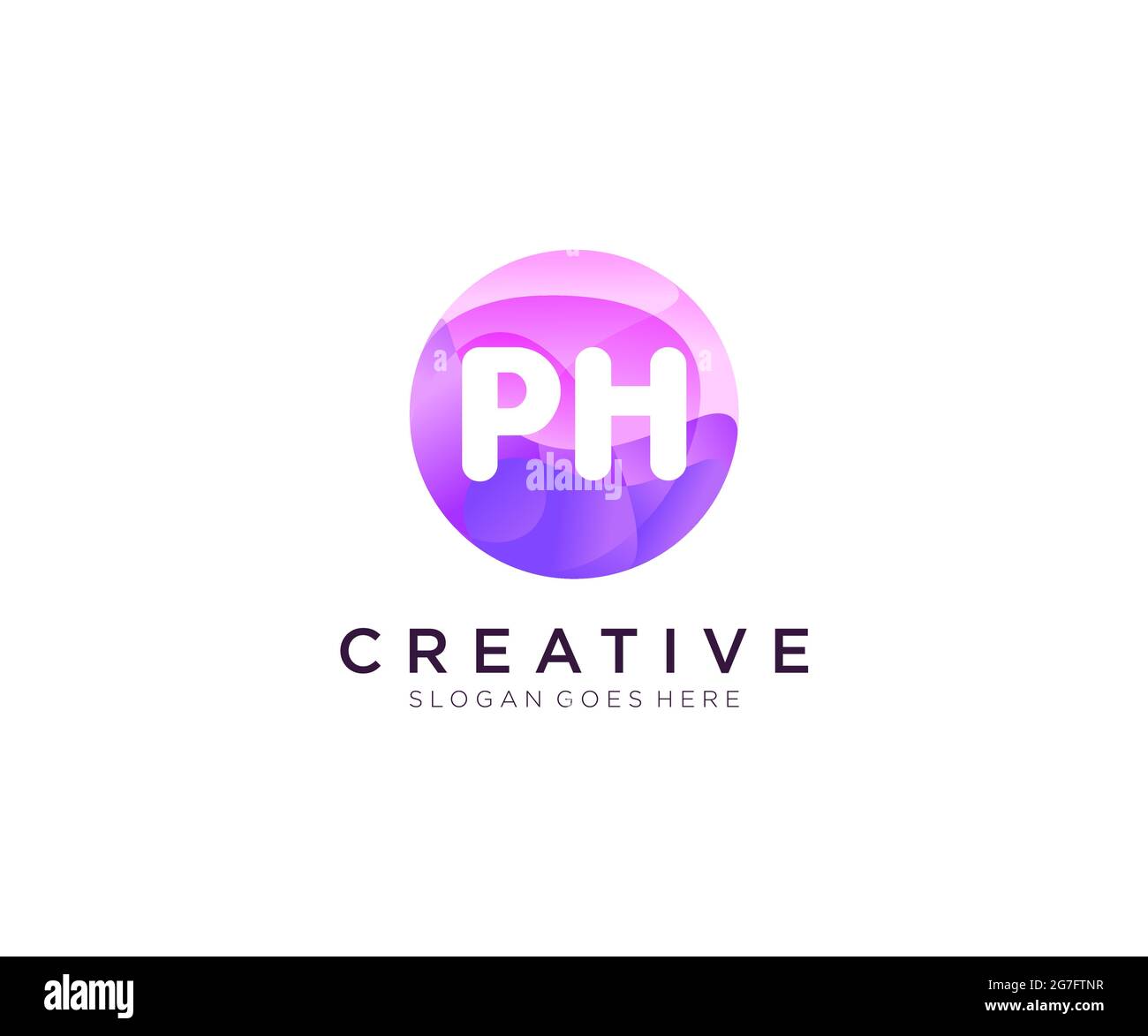 Logo iniziale PH con modello cerchio colorato Illustrazione Vettoriale