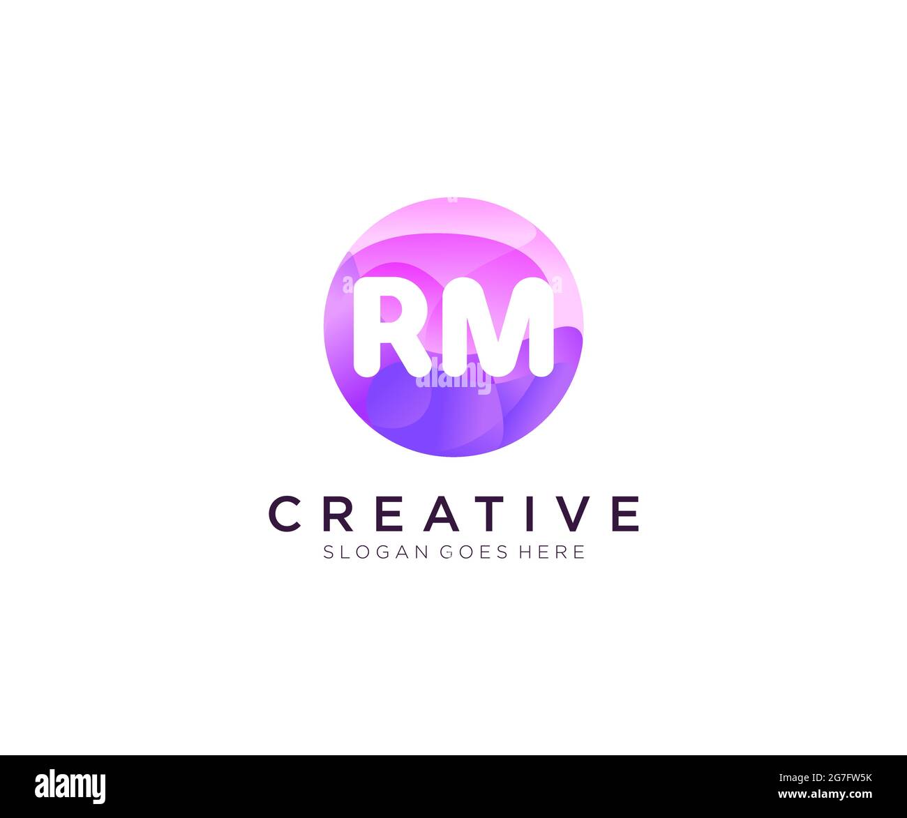Logo iniziale RM con modello cerchio colorato Illustrazione Vettoriale