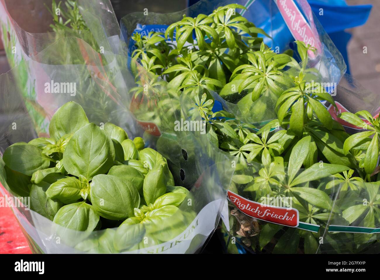 Shot di prodotti freschi in un mercato Foto Stock