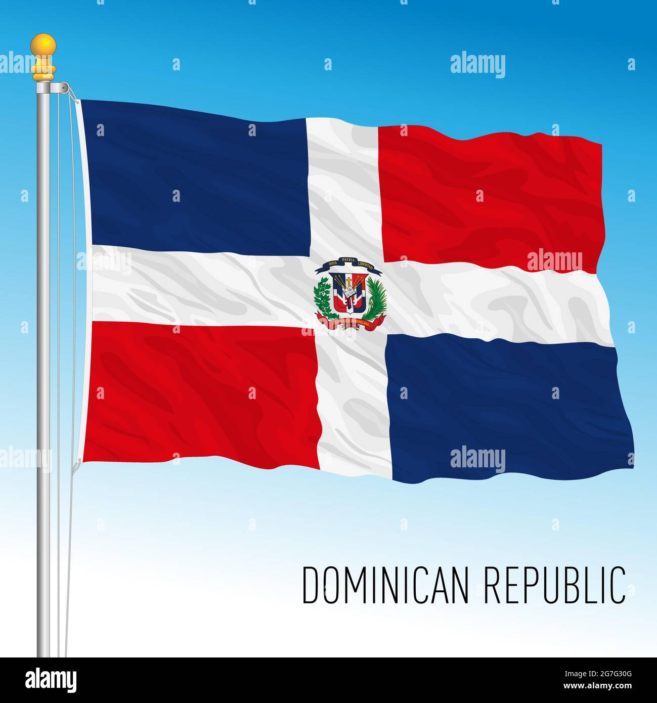 Bandiera nazionale ufficiale della Repubblica Dominicana, paese americano, illustrazione vettoriale Illustrazione Vettoriale