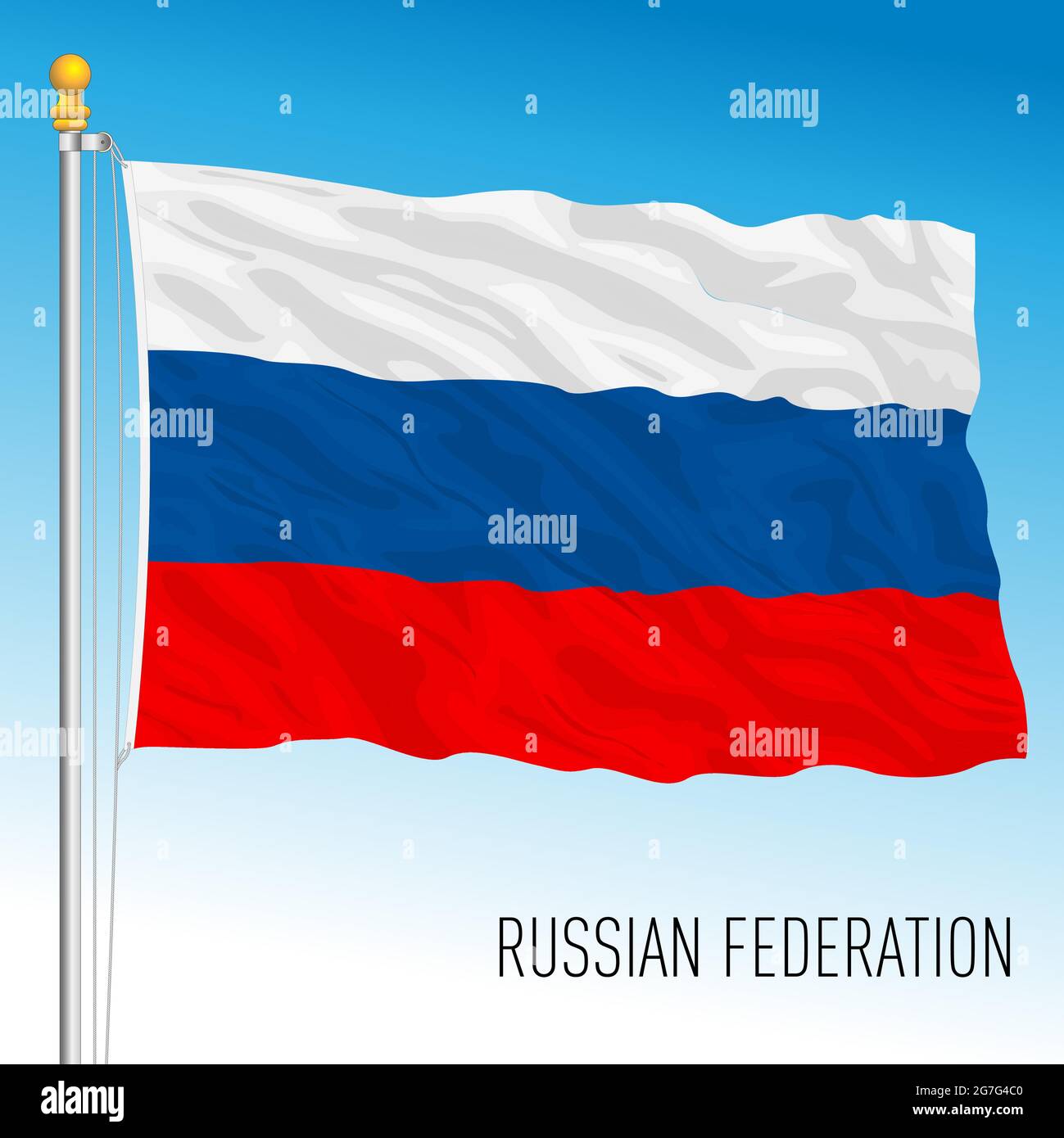 Russia bandiera nazionale ufficiale della Federazione, paese asiatico ed europeo, illustrazione vettoriale Illustrazione Vettoriale