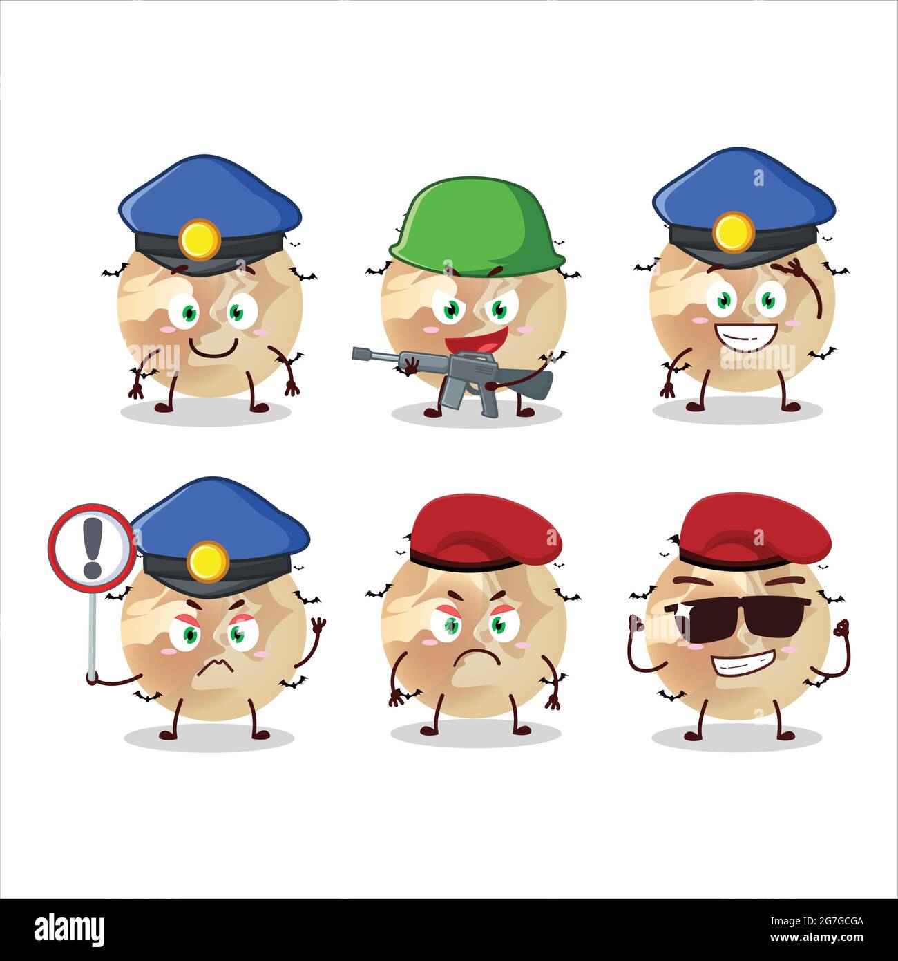 Un ufficiale di polizia dedicato dello stile di disegno mascotte della luna di Halloween. Illustrazione vettoriale Illustrazione Vettoriale