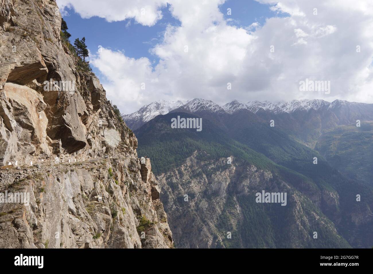 Suicide Point, Kalpa Village, Reckong Peo, Kinnaur, Himachal Pradesh, India Foto Stock