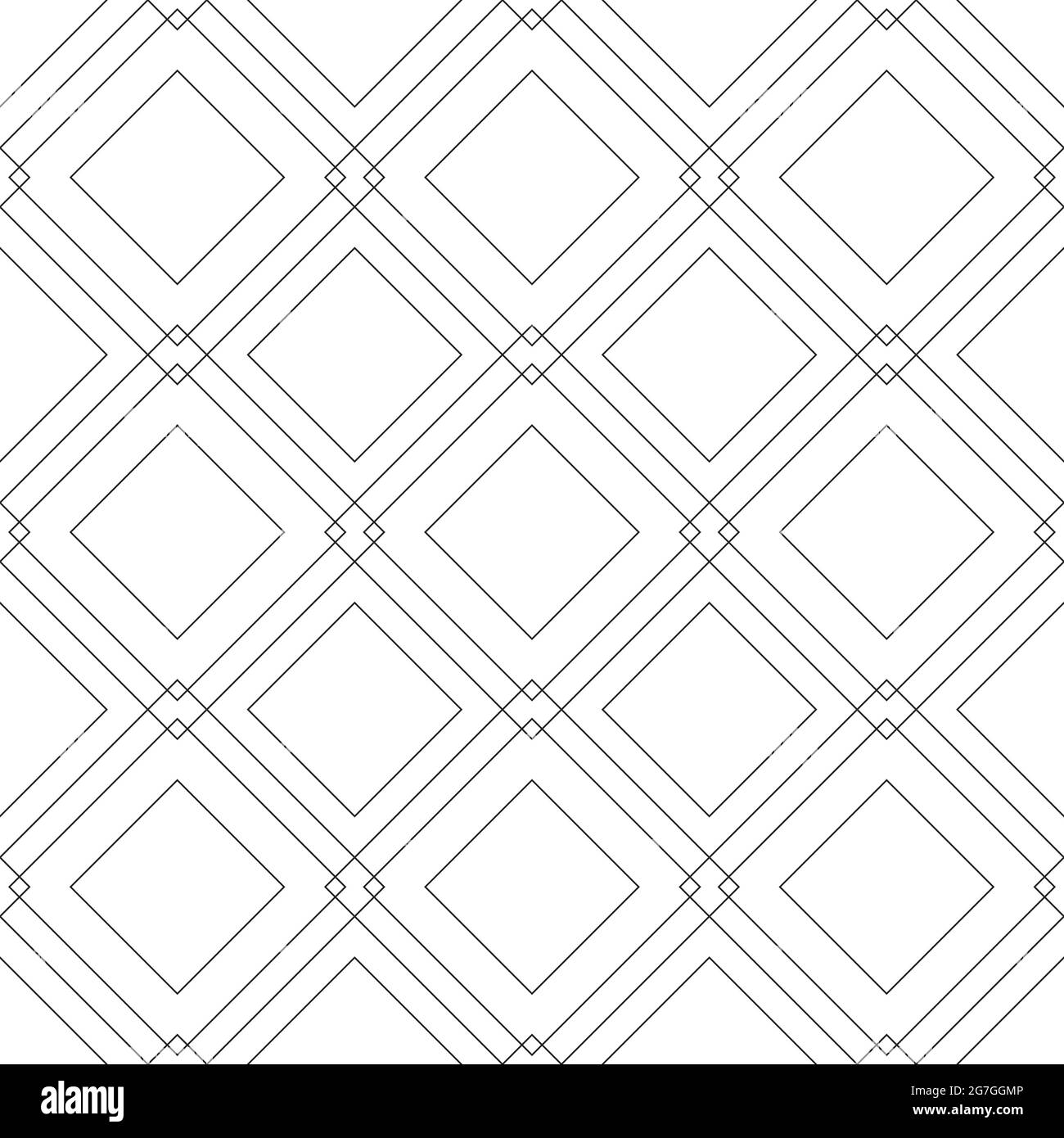 Pattern geometrico vettoriale senza giunture di quadrati e rombi intersecanti in uno stile lineare.semplice pattern monocromo geometrico vettoriale senza giunture in Illustrazione Vettoriale