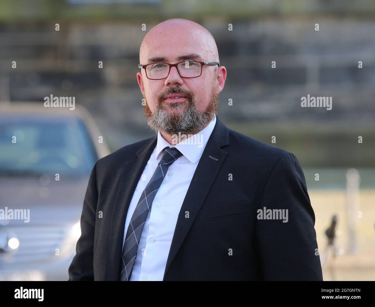 Hans-Thomas Tillschneider, politico tedesco dell'AFD, in occasione di un evento AFD il 4 giugno 2021 a Magdeburgo Foto Stock