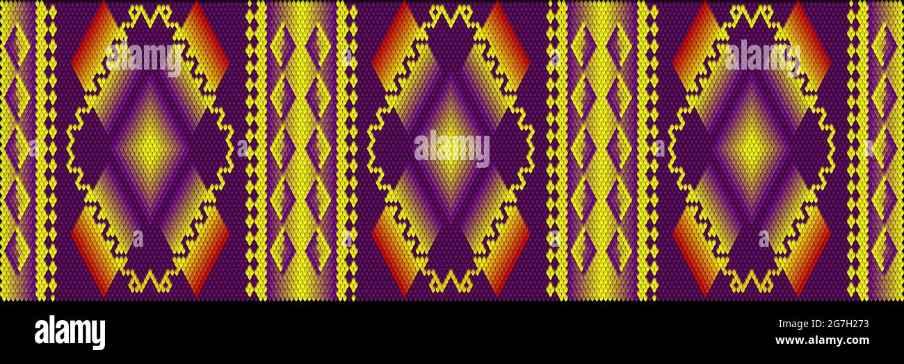 Ornamento, mosaico, etnico, modello folcloristico. È realizzato in colori luminosi, succosi e perfettamente coordinati. Illustrazione Vettoriale