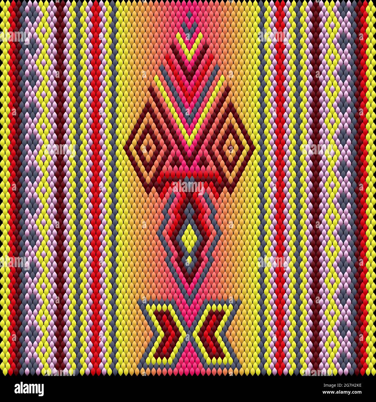 Un ornamento tradizionale di popoli e paesi dell'America Latina in cui colori ricchi attirano attenzione e ricchezza. Tappeti tessuti da donna con ornamenti Illustrazione Vettoriale