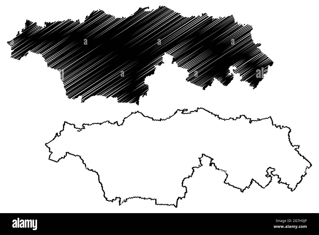 Distretto di Kyffhauserkreis (Repubblica federale di Germania, distretto rurale, Stato libero della Turingia) illustrazione vettoriale della mappa, schizzo di scrimbolo Kyffhaeusekr Illustrazione Vettoriale