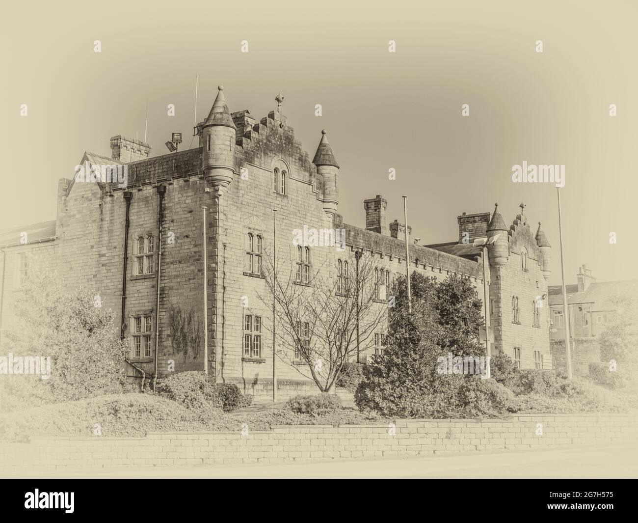 L'immagine è del complesso della Croce Bianca di edifici precedentemente posseduti dal ricco Lord Ashton nella città di Lancaster nel nord-ovest dell'Inghilterra Foto Stock