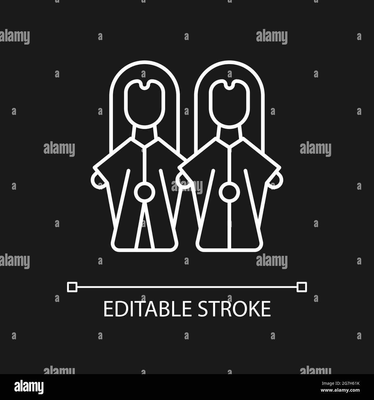 Pupazzi di guanti icona lineare bianca per tema scuro. Illustrazione Vettoriale