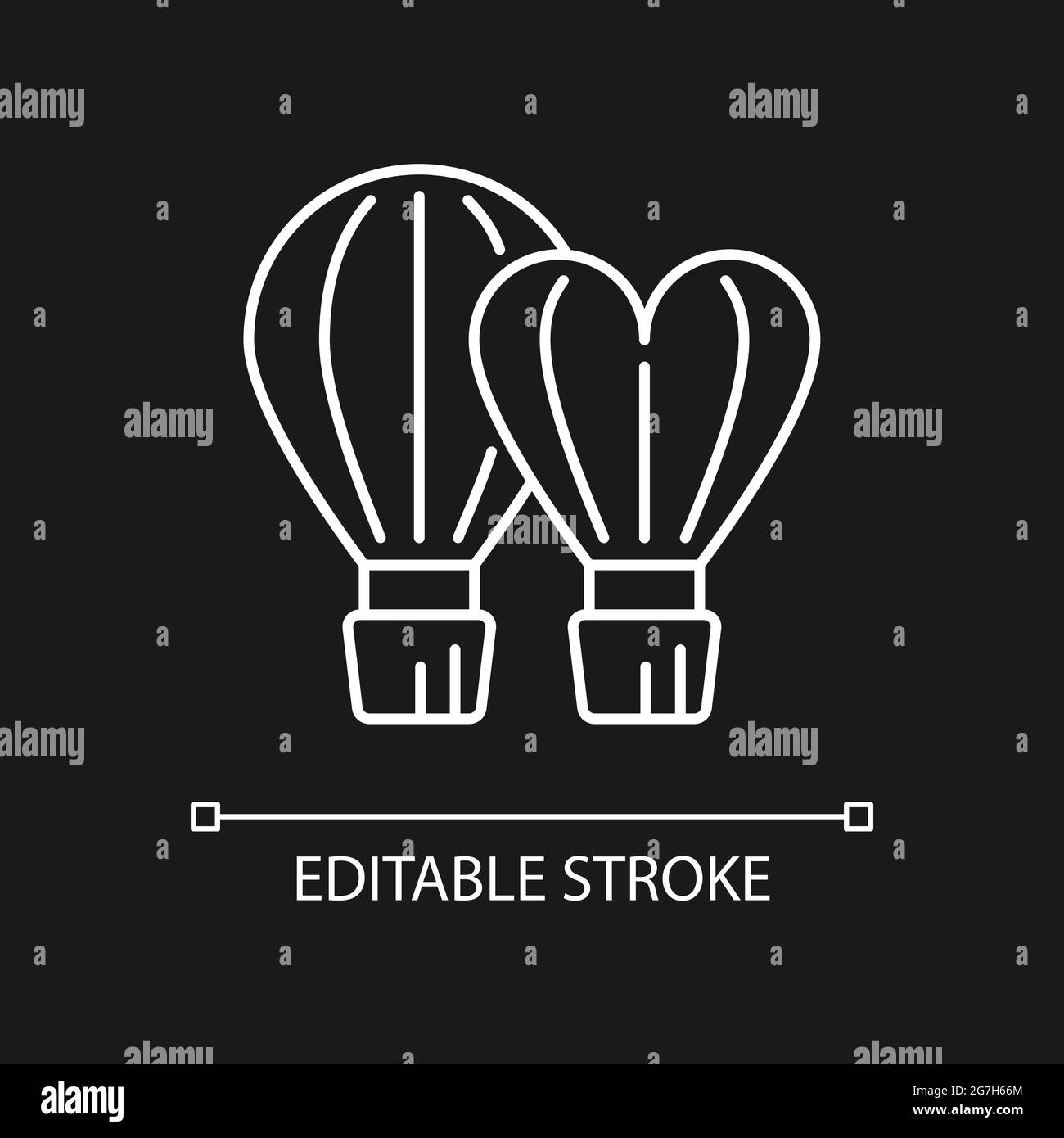 Taiwan International Balloon Festival icona lineare bianca per tema scuro. Illustrazione Vettoriale