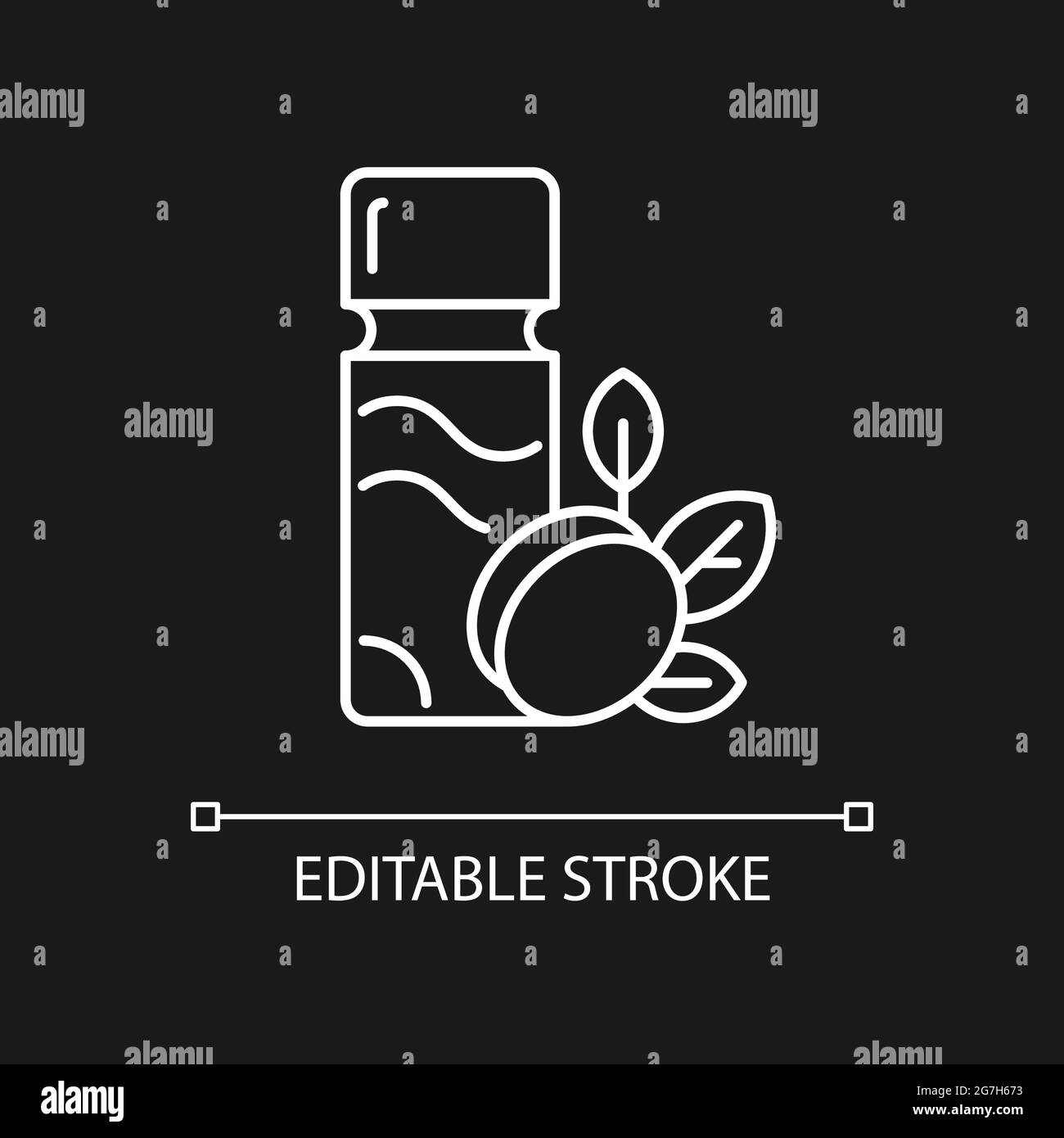 Icona lineare bianco prugna per tema scuro. Illustrazione Vettoriale