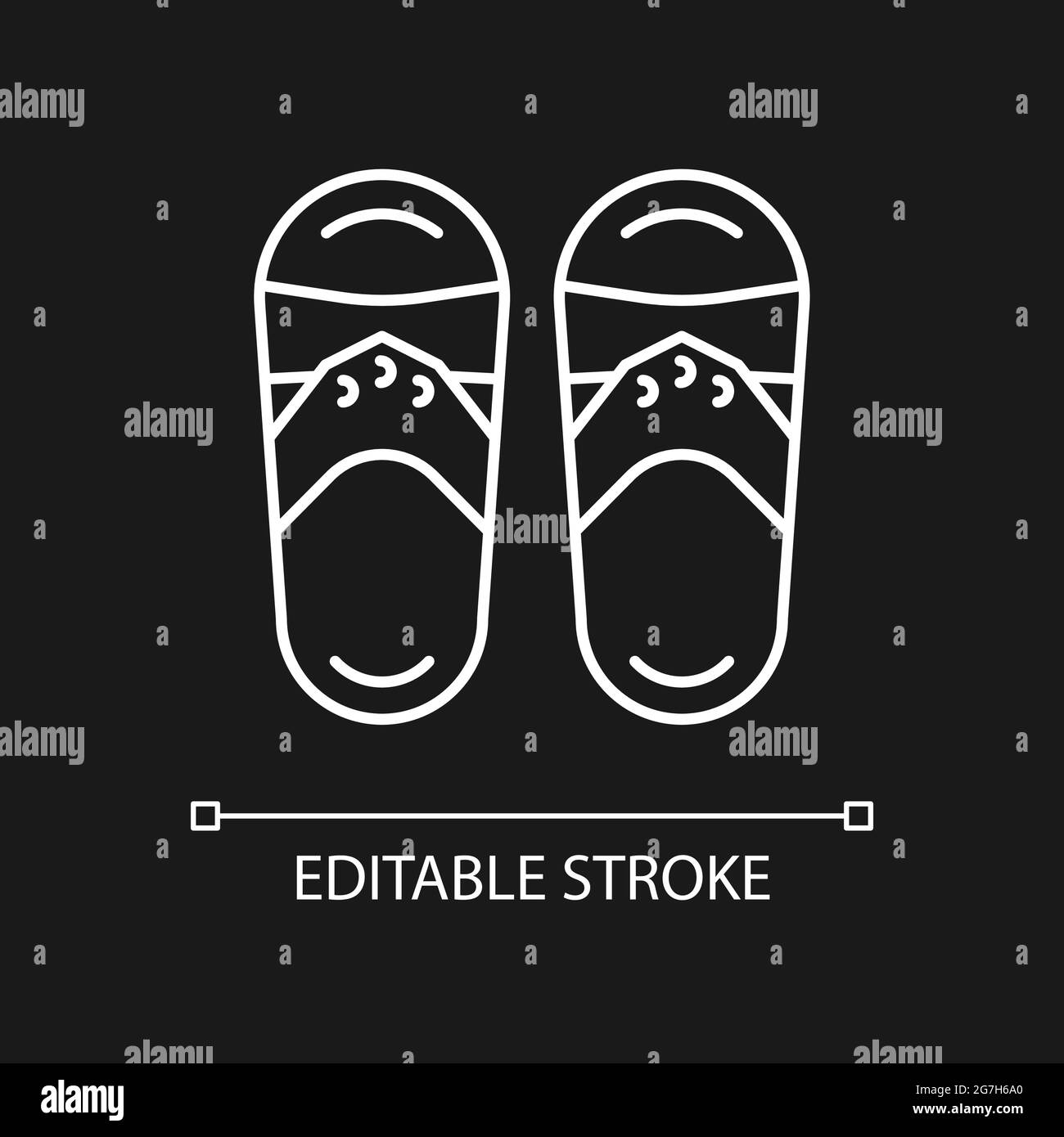 Taiwanese pantofole bianco icona lineare per tema scuro. Illustrazione Vettoriale