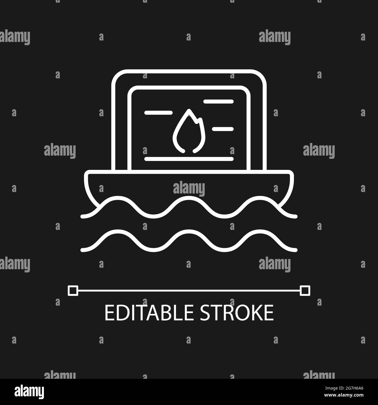 Icona lineare bianca delle lanterne dell'acqua di Taiwan per il tema scuro. Illustrazione Vettoriale