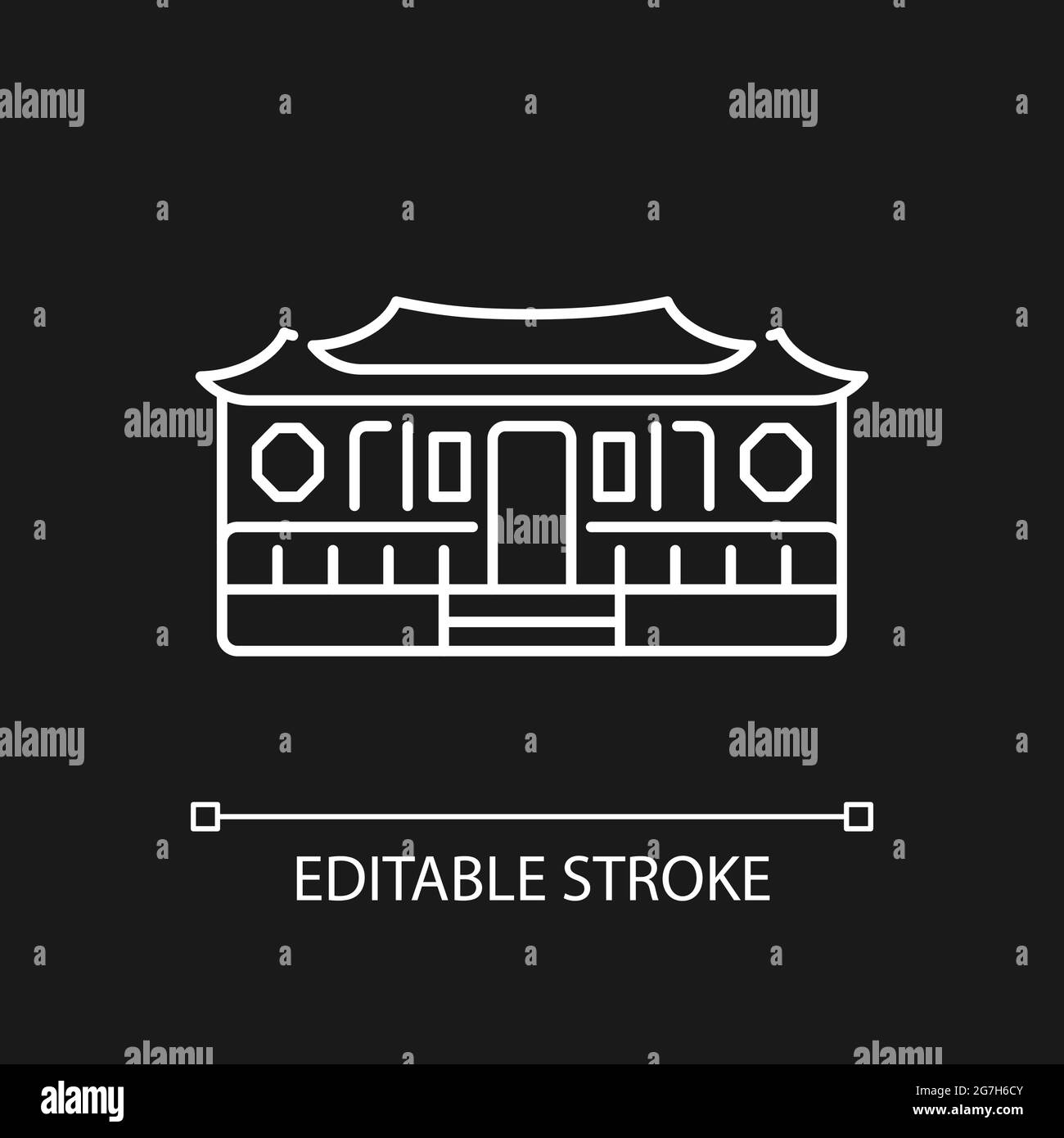 Tempio Longshan icona lineare bianca per tema scuro. Illustrazione Vettoriale