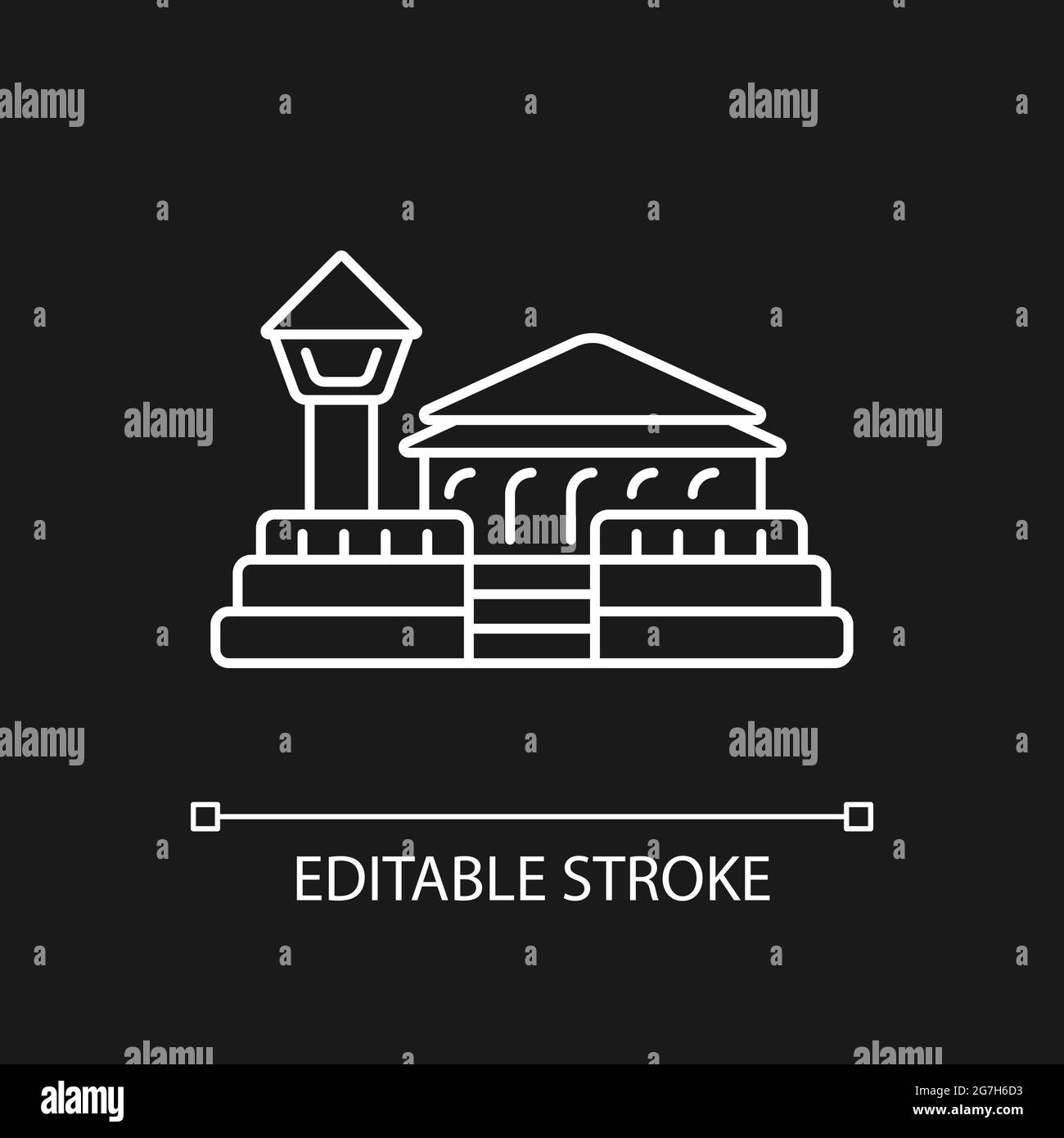 Icona lineare bianca Fort Zeelandia per tema scuro. Illustrazione Vettoriale