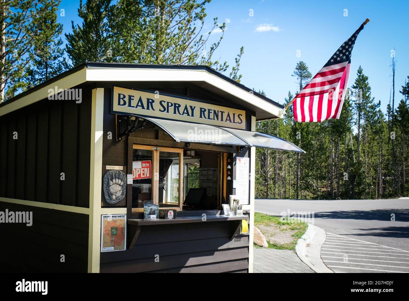 Autobus navetta TEDDY, elettrico (EV) della compagnia di bip, senza conducente, utilizzato per il trasporto turistico al Canyon Village nel Parco Nazionale di Yellowstone, Wyoming, Stati Uniti. Foto Stock