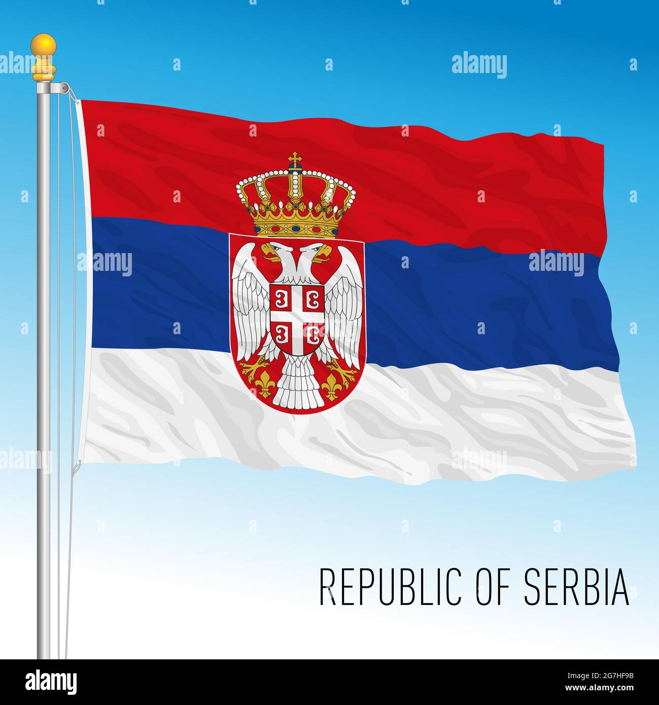 Bandiera nazionale ufficiale della Serbia, paese europeo, illustrazione vettoriale Illustrazione Vettoriale