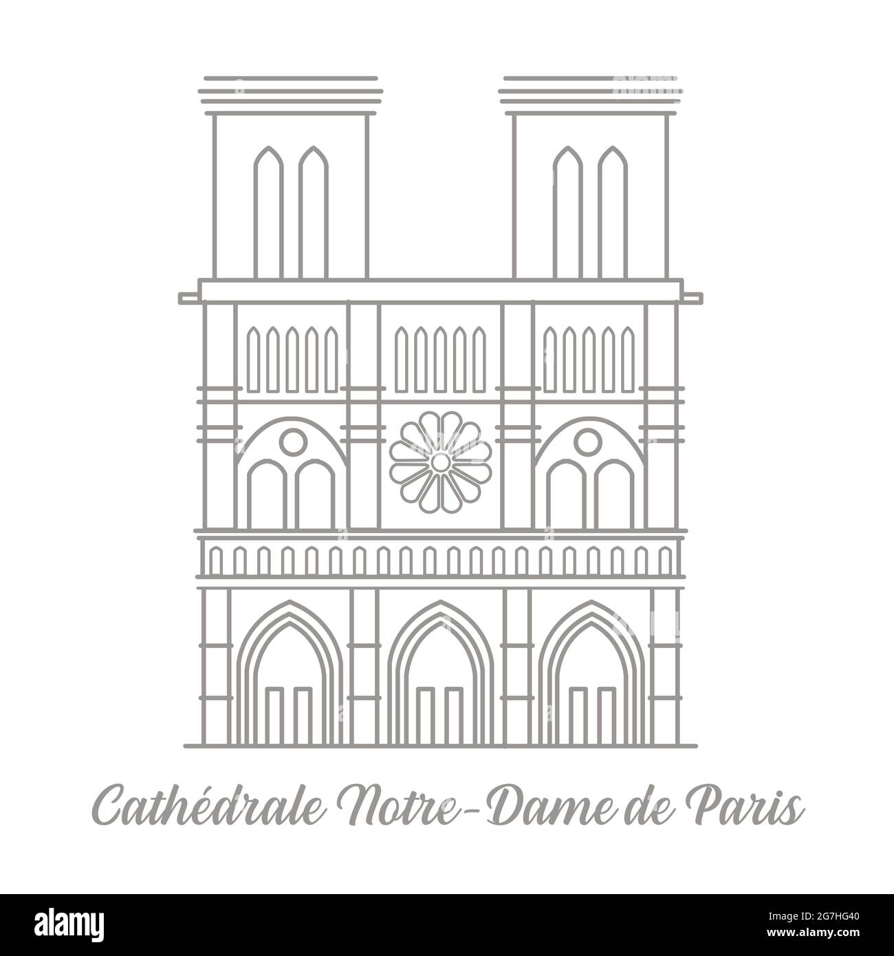 Cattedrale di Notre dame di Parigi Gotica architettura elevazione linea d'arte Illustrazione Vettoriale