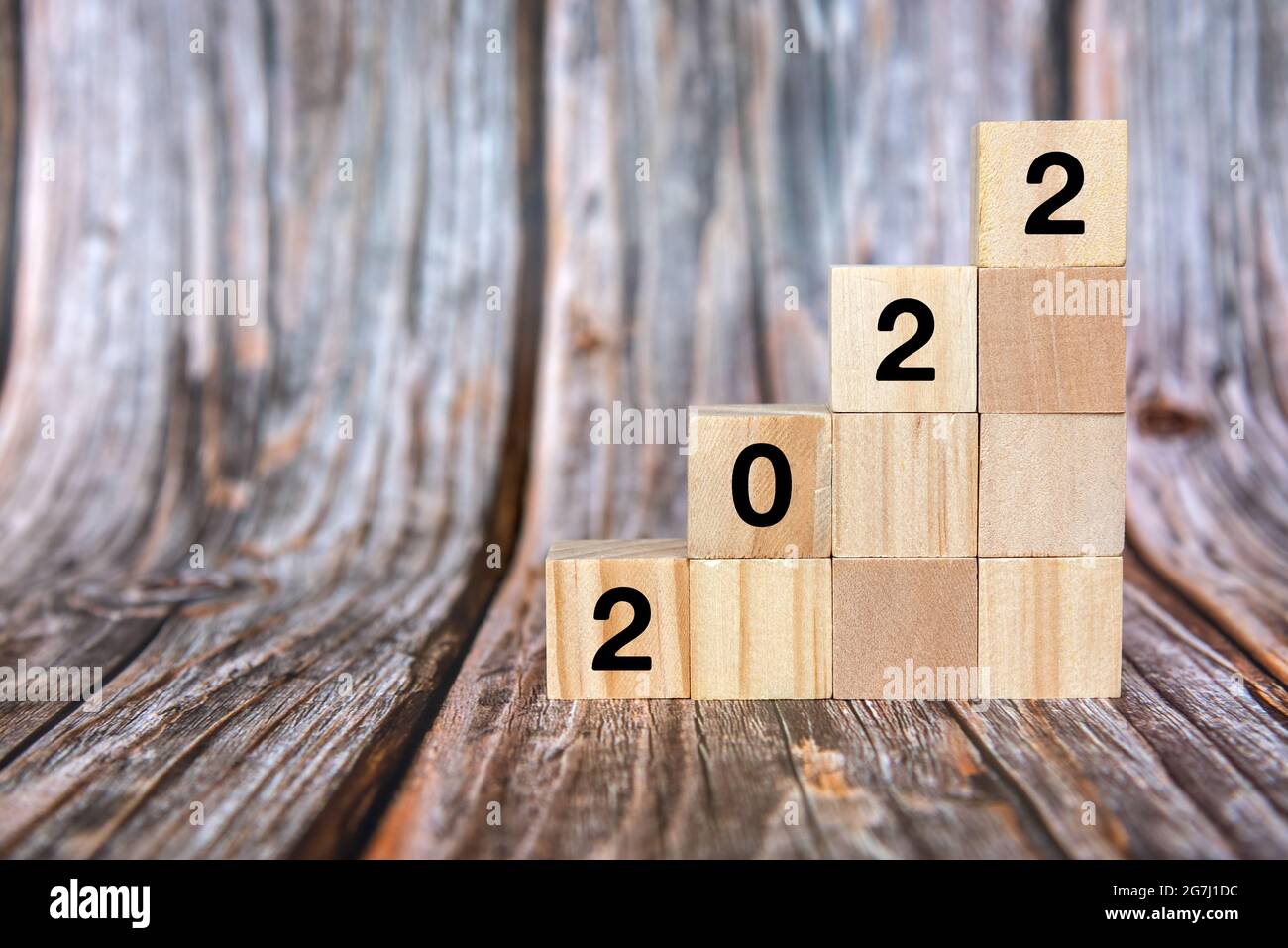 2022 concetto di Capodanno su legno blocco Foto Stock
