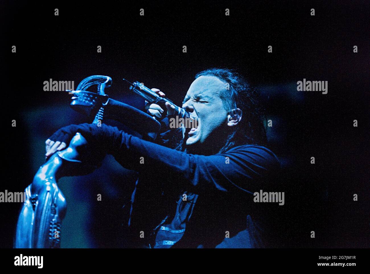 Korn si esibisce presso la Docklands Arena 6 settembre 2002, Londra, Inghilterra, Regno Unito. Foto Stock