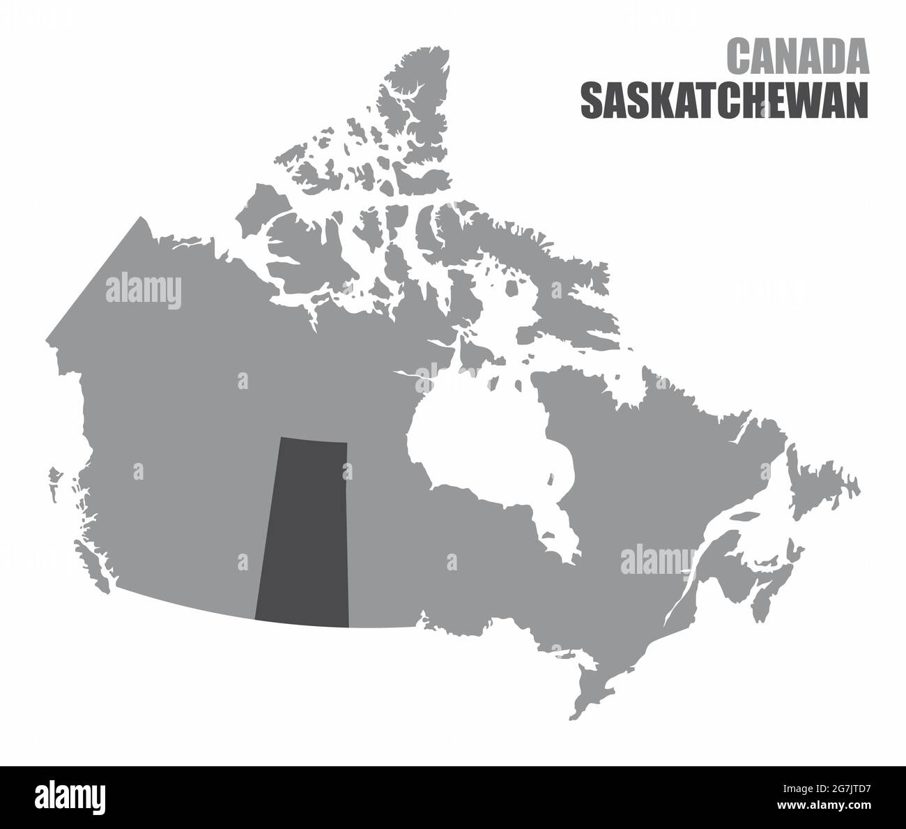 La mappa del Canada con la provincia di Saskatchewan evidenziata Illustrazione Vettoriale