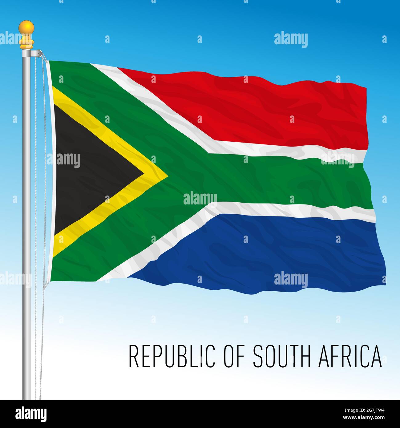 Bandiera nazionale ufficiale del Sudafrica, illustrazione vettoriale Illustrazione Vettoriale