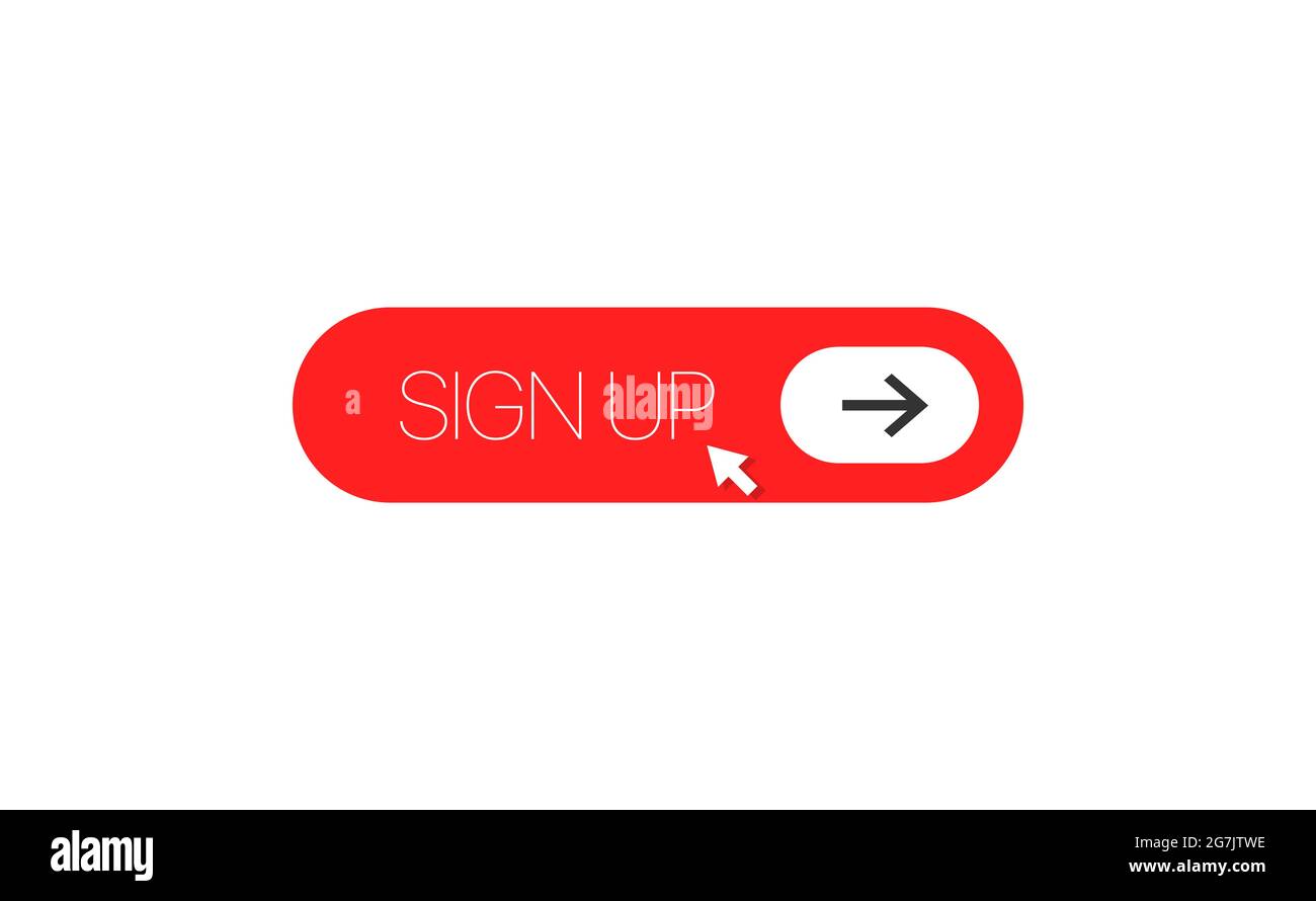 Pulsante di registrazione a forma di quadrato rosso con puntatore a freccia grigio per il Web e i social network isolati Illustrazione Vettoriale