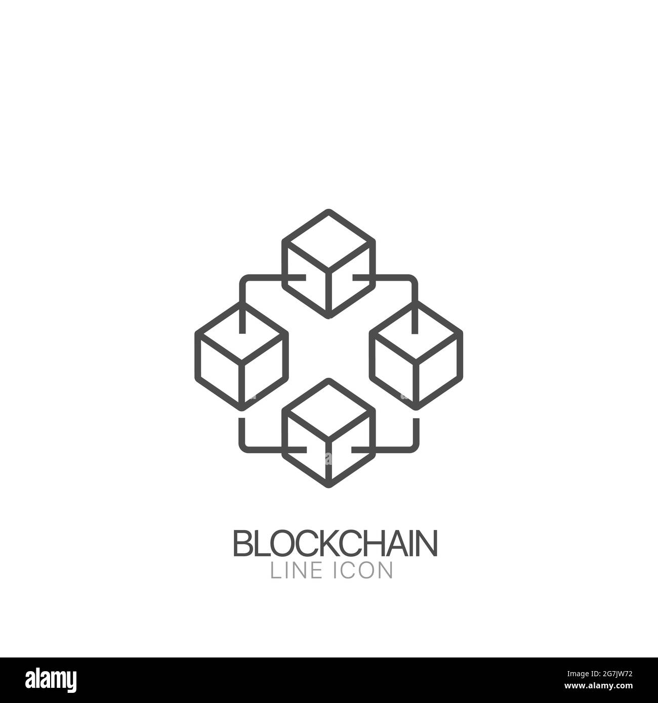 Icona linea Blockchain. La criptovaluta blocca il segno del contorno del vettore. Tratto modificabile Illustrazione Vettoriale