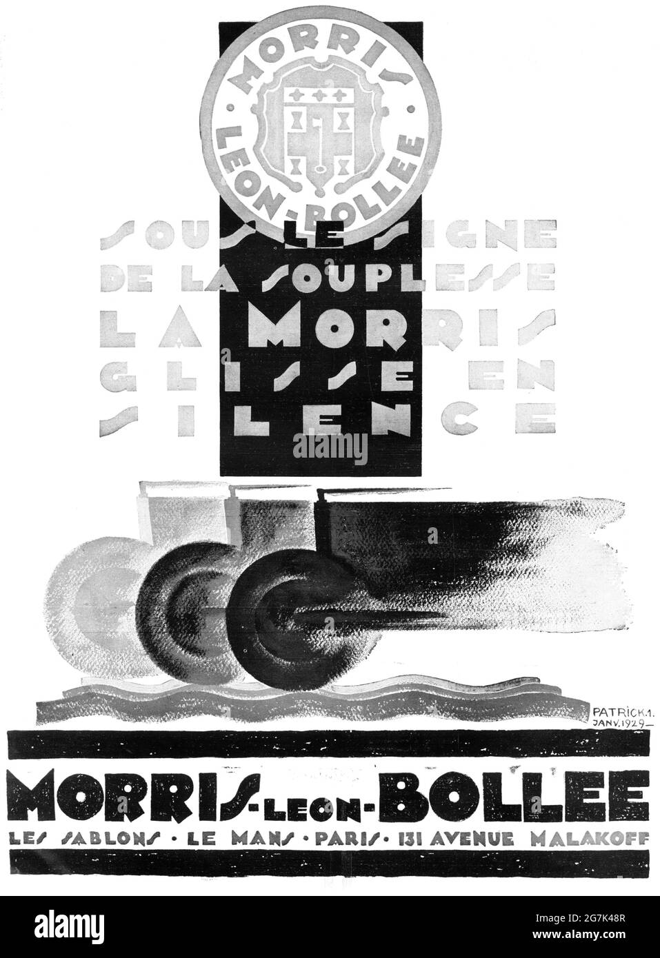 Annuncio di veicoli vintage francese "Mori Leon Bollee" (qualità poster A3+, 600 dpi) Foto Stock