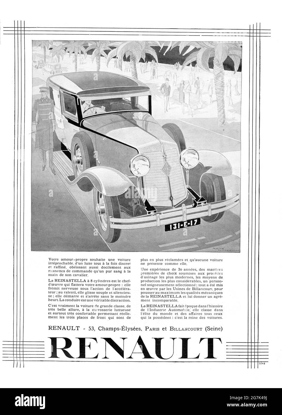 Annuncio veicoli vintage francese "Renault Reinastella" (qualità poster A3+, 600 dpi) Foto Stock