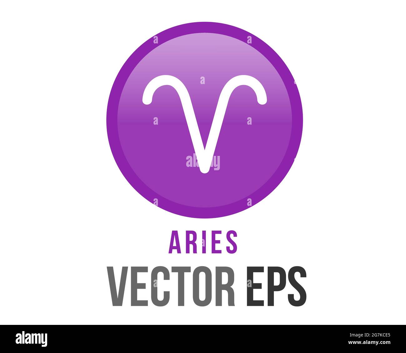 L'icona del segno astrologico ariete viola del gradiente vettoriale isolato nello zodiaco, rappresenta un ariete Illustrazione Vettoriale