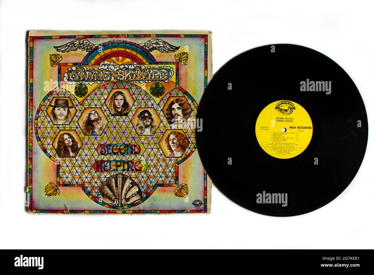 Country, boogie rock and Southern rock band, album musicale Lynyrd Skynyrd su disco LP con dischi in vinile. Titolo: Seconda copertina dell'album di aiuto Foto Stock