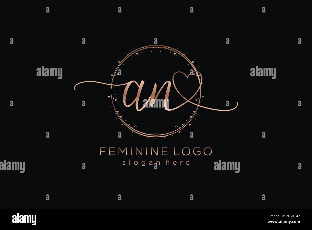 Un logo manoscritto con logo vettoriale a forma di cerchio di matrimonio iniziale, moda, floreale e botanico con template creativo. Illustrazione Vettoriale