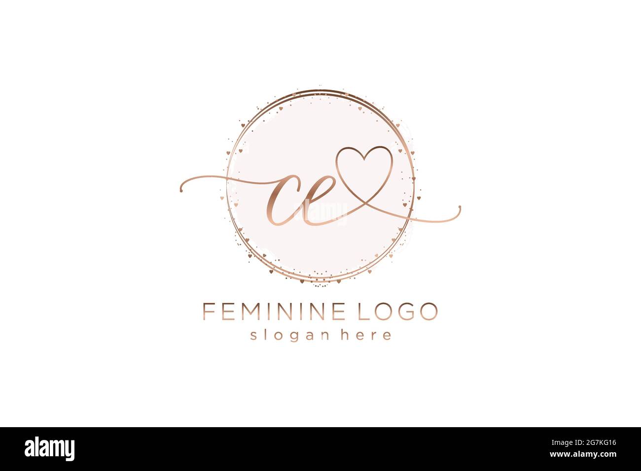 Logo scritto a mano CE con logo vettoriale a forma di cerchio di matrimonio iniziale, moda, floreale e botanico con template creativo. Illustrazione Vettoriale