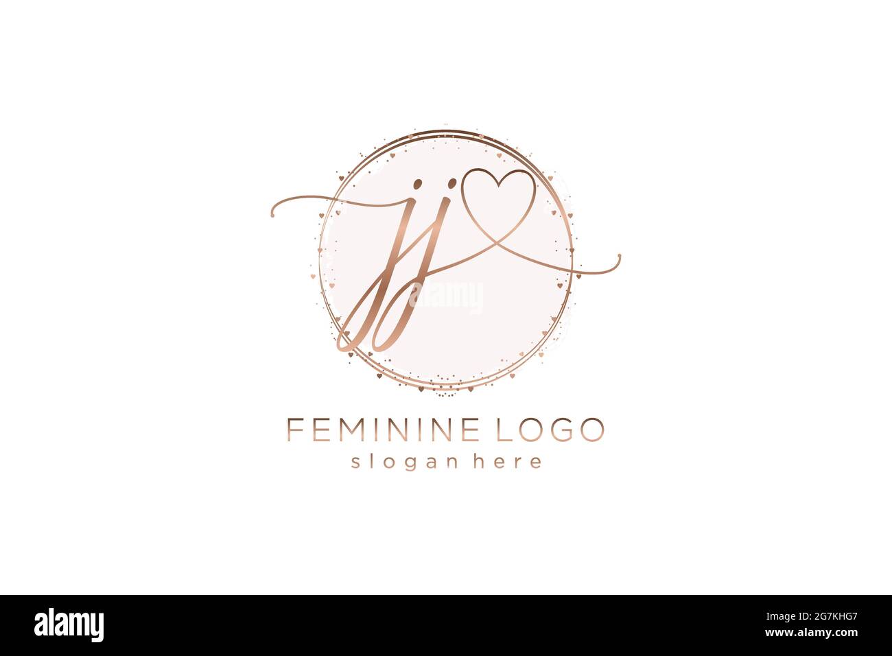 Logo JJ manoscritto con logo vettoriale a forma di cerchio di matrimonio iniziale, moda, floreale e botanico con template creativo. Illustrazione Vettoriale