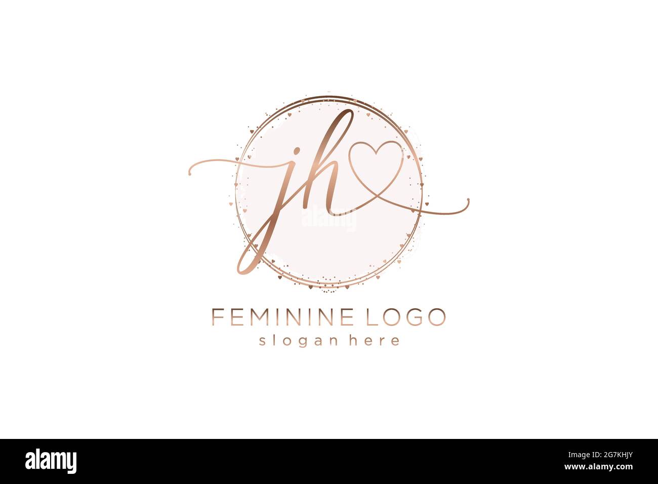 Logo JH manoscritto con logo vettoriale a forma di cerchio di matrimonio iniziale, moda, floreale e botanico con template creativo. Illustrazione Vettoriale