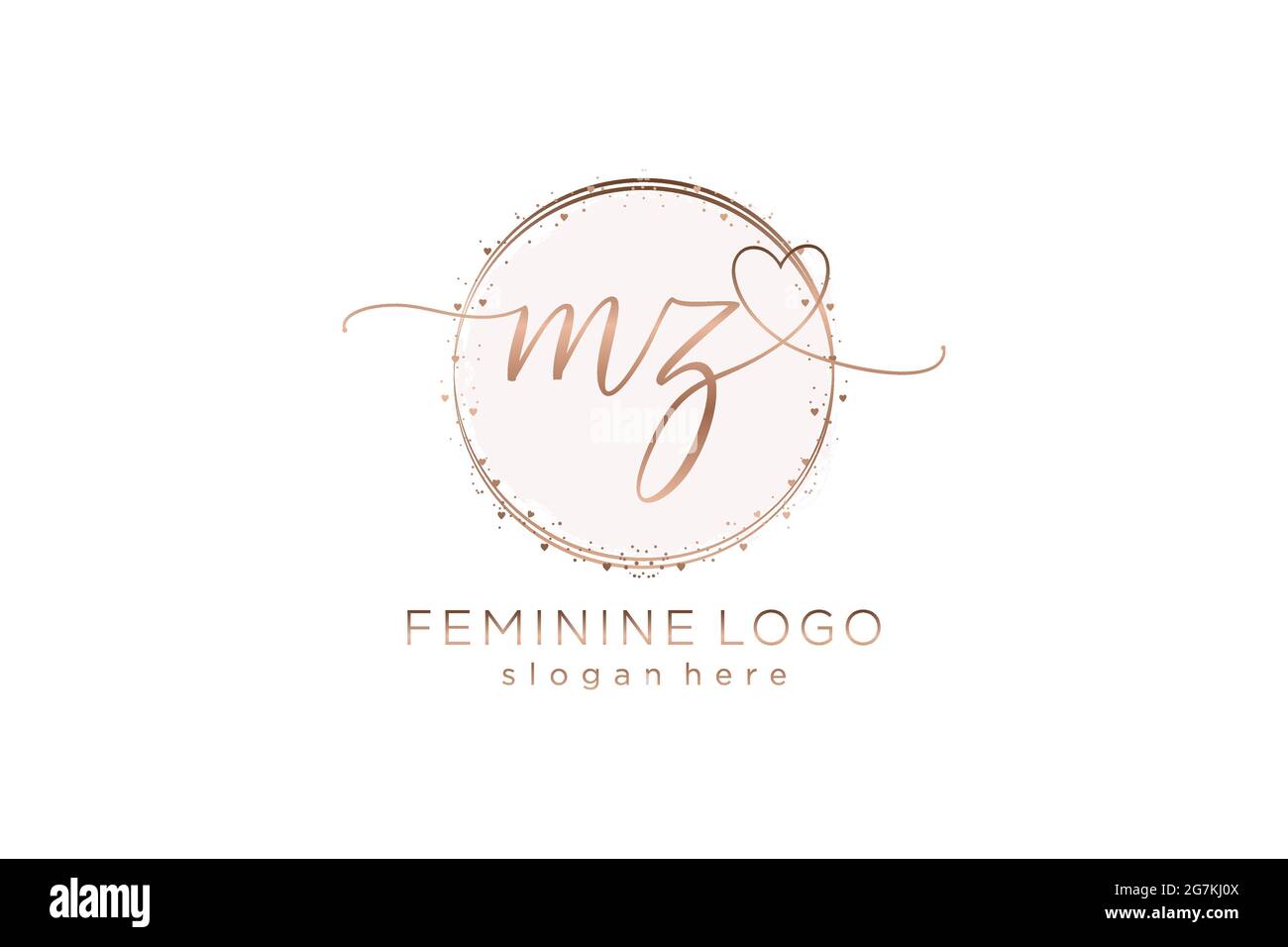 Logo MZ manoscritto con logo vettoriale a forma di cerchio di matrimonio iniziale, moda, floreale e botanico con template creativo. Illustrazione Vettoriale