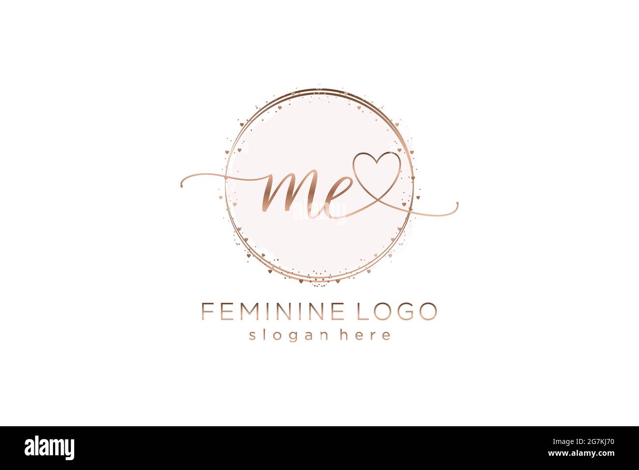 ME handwriting logo con cerchio modello vettore logo di matrimonio iniziale, moda, floreale e botanico con modello creativo. Illustrazione Vettoriale