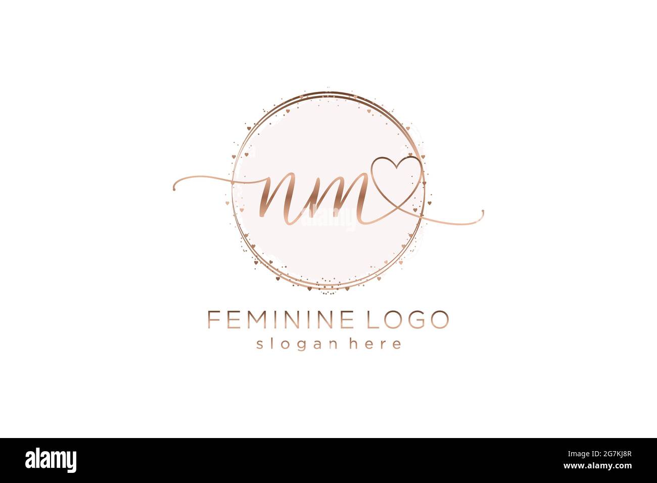 NM Logo manoscritto con logo vettoriale a forma di cerchio di matrimonio iniziale, moda, floreale e botanico con template creativo. Illustrazione Vettoriale