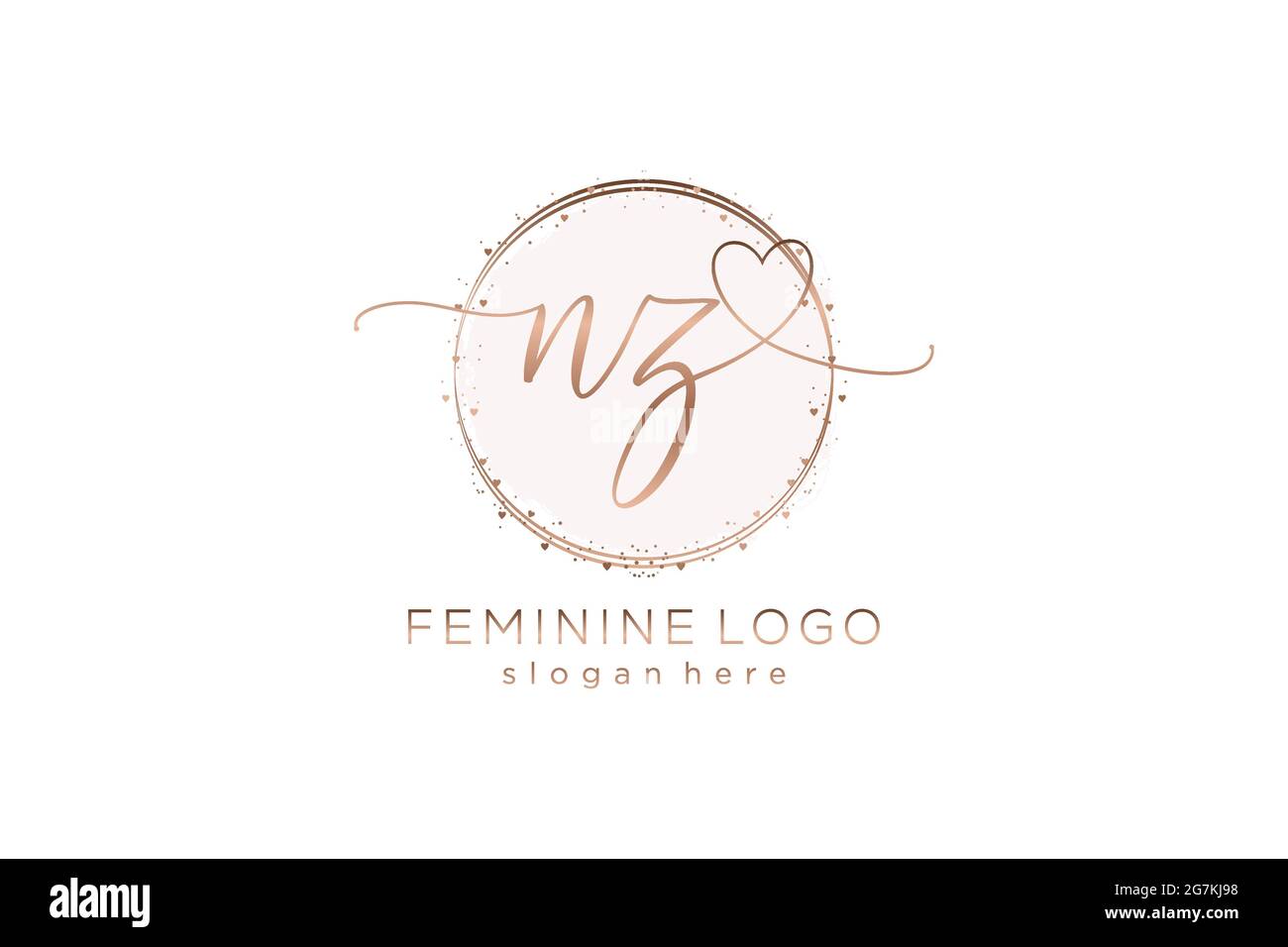 Logo NZ manoscritto con logo vettoriale a forma di cerchio di matrimonio iniziale, moda, floreale e botanico con template creativo. Illustrazione Vettoriale