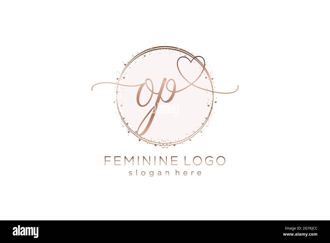 LOGO OP calligrafia con logo vettoriale a forma di cerchio di matrimonio iniziale, moda, floreale e botanico con template creativo. Illustrazione Vettoriale